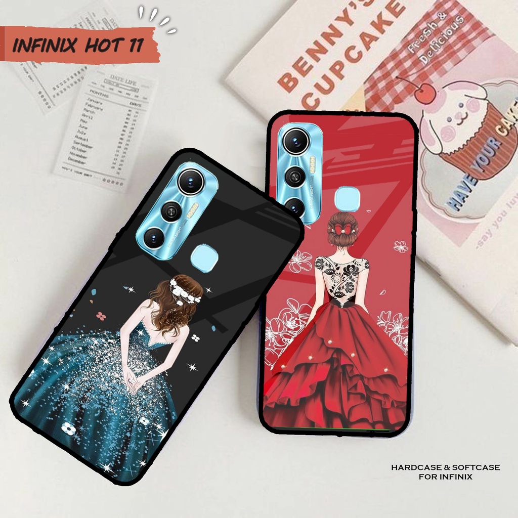 [M6] New Case Glass INFINIX HOT 11 - Case hp - Casing hp - Kesing Kilau INFINIX HOT 11 -DRESS ANIME 