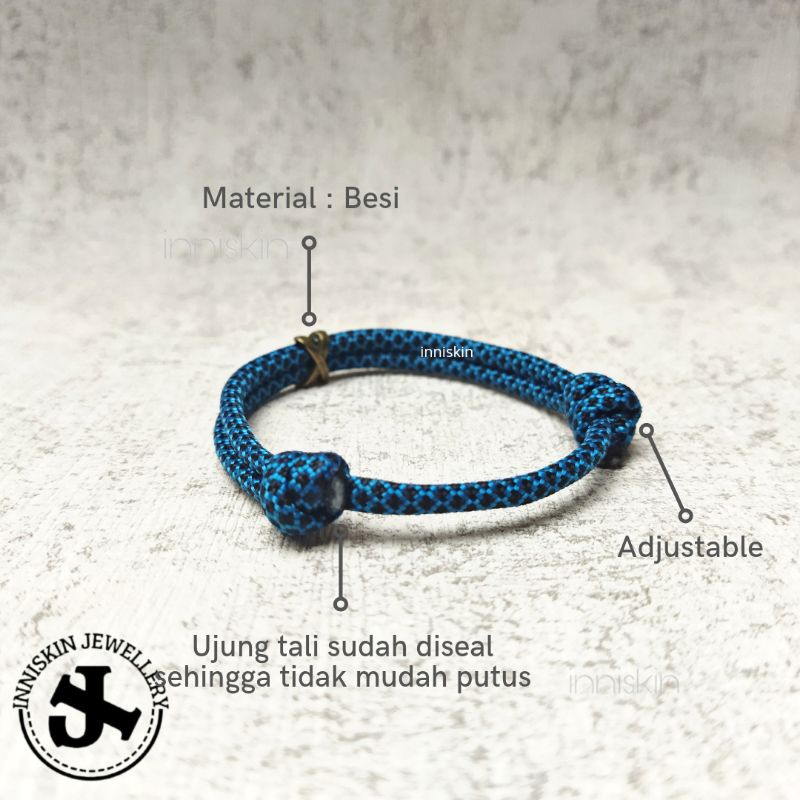Gelang Paracord Mix Black Blue / Gelang Paracord + X Besi / Gelang Paracord Sleeve X