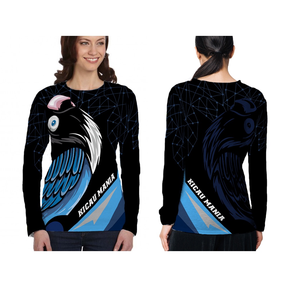 [Riashop] Kaos Wanita Motif Jersey Burung Lengan Panjang | Kaos Jersey Burung | Kicau Mania | Jersey