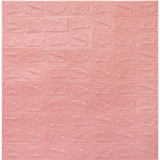 ✅COD - Wallpaper Dinding FOAM Timbul 3D Bata Putih CLASSIC BRICK 70 x 77 cm best seller Gudanesia-Pink muda