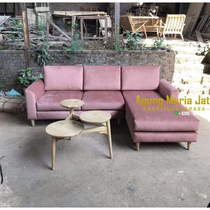 SOFA MINIMALIS BLUDRU KAYU JATI SXGDS6354