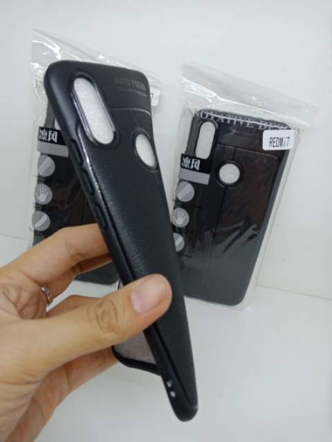 Auto Focus Redmi 7 6.26 inchi Leather Soft Case Xiaomi Redmi 7 AUTOFOCUS Motif Kulit Jeruk