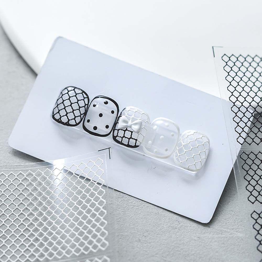 MXBEAUTY Stiker Kuku Jala Retro 5D Gaya Jepang Hitam Ultra Tipis Nail Accessiores Stiker Kuku Timbul