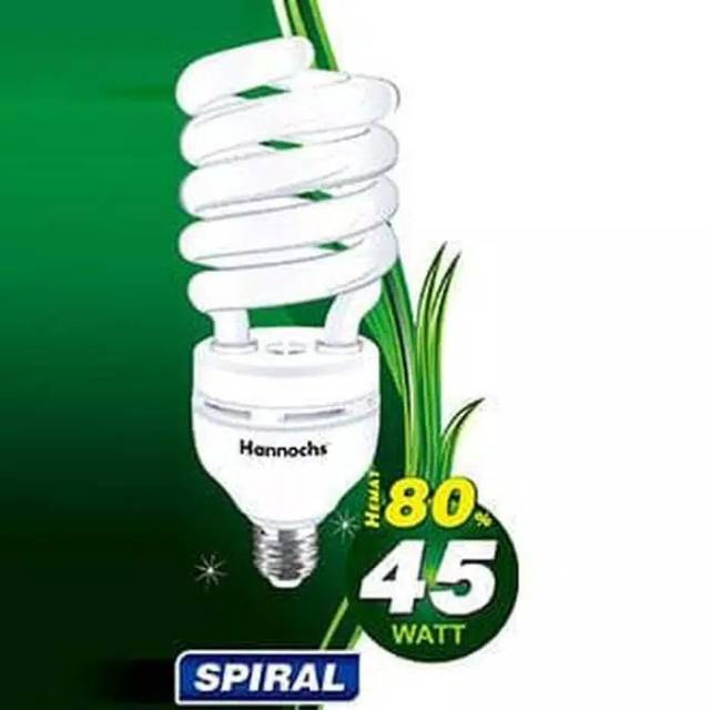 Lampu 45 watt spiral Hannochs