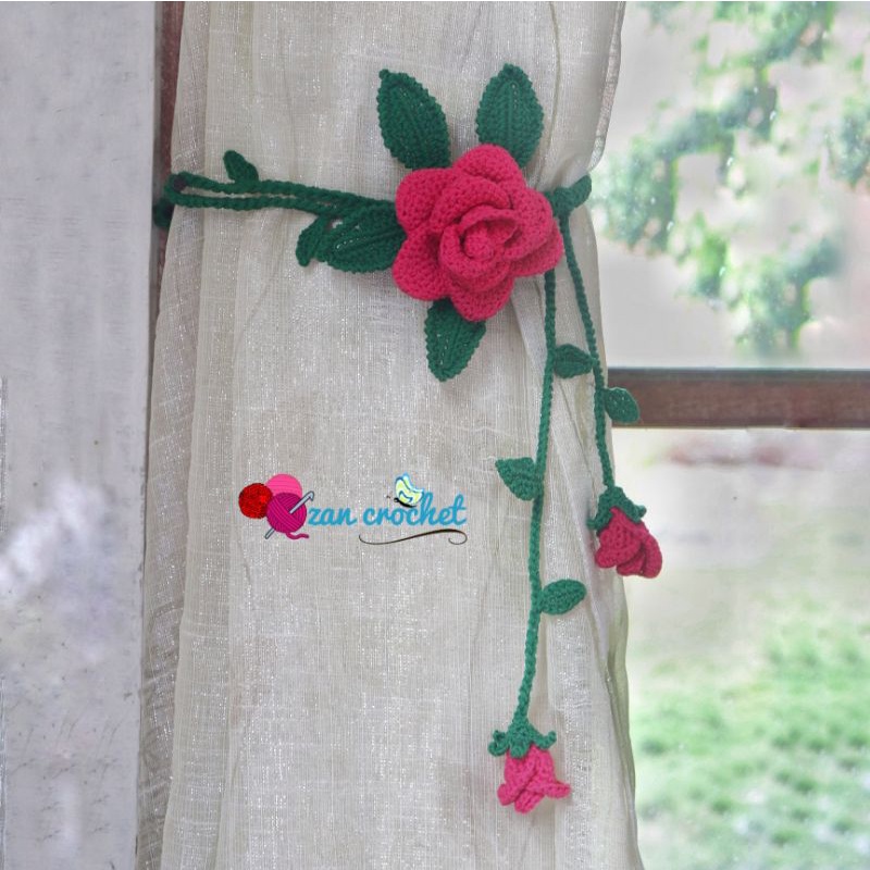 Ikat, Tali Gorden Rajutan motif bunga mawar