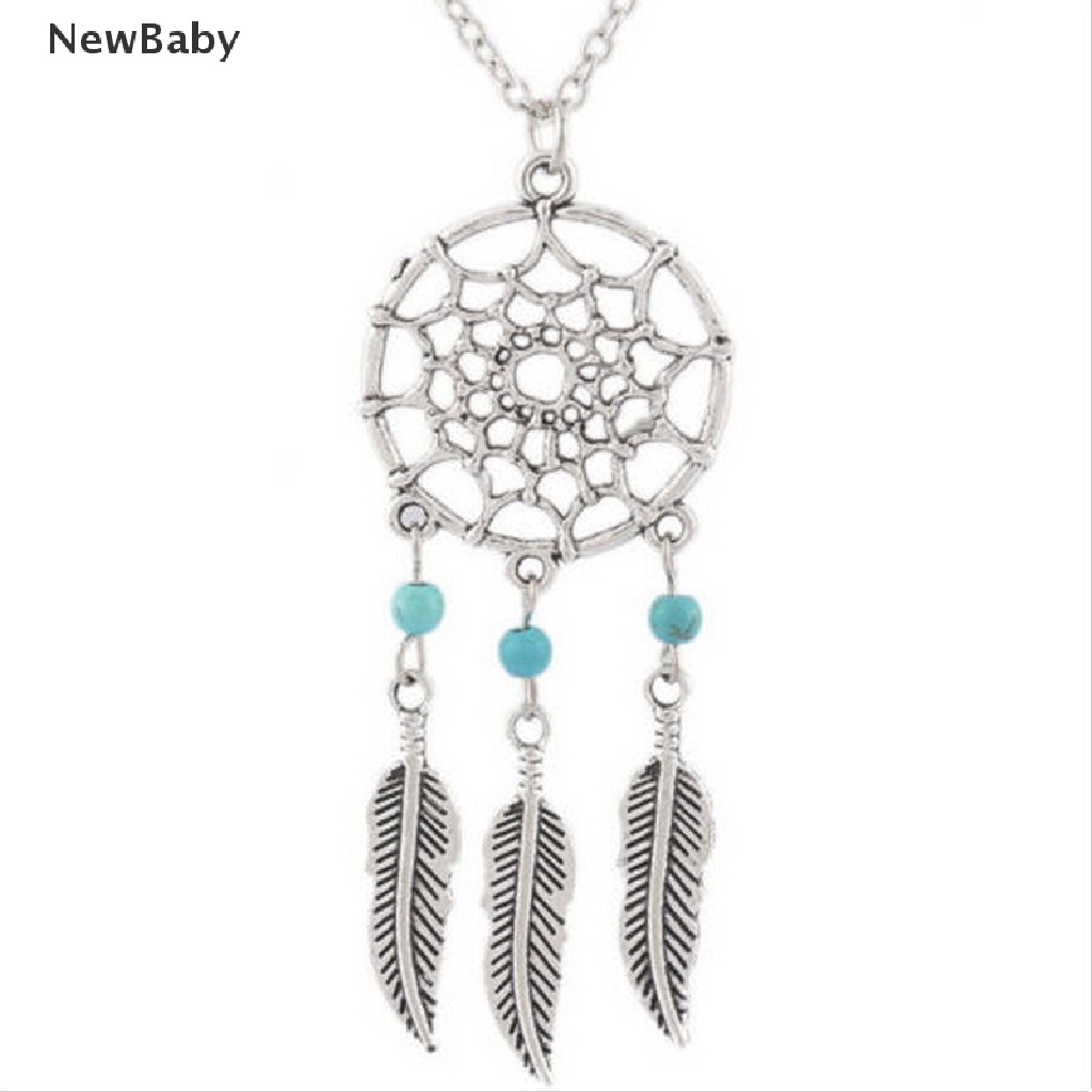 Kalung Rantai Dengan Liontin Dream Catcher Aksen Batu Turquoise Untuk Wanita