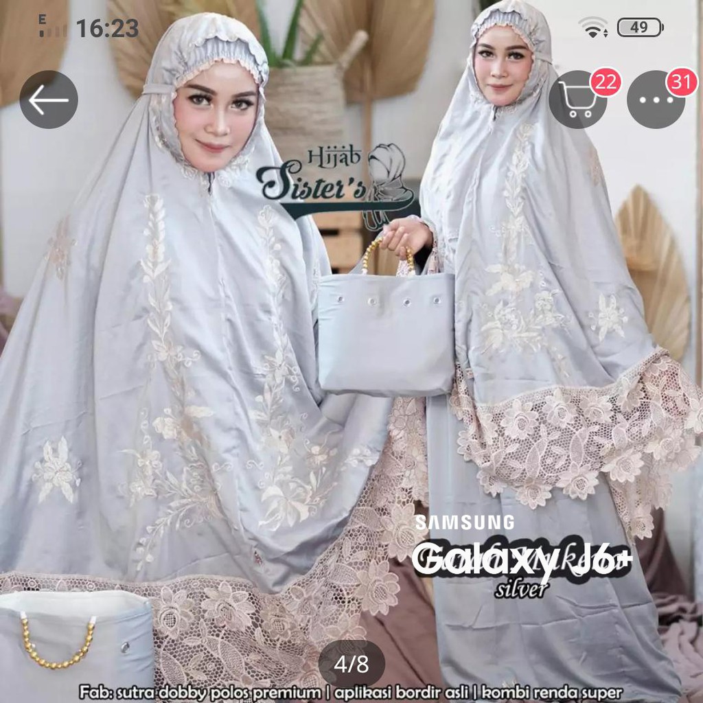 Premium Mukena Dewasa Khadijah Full Bordir Timbul