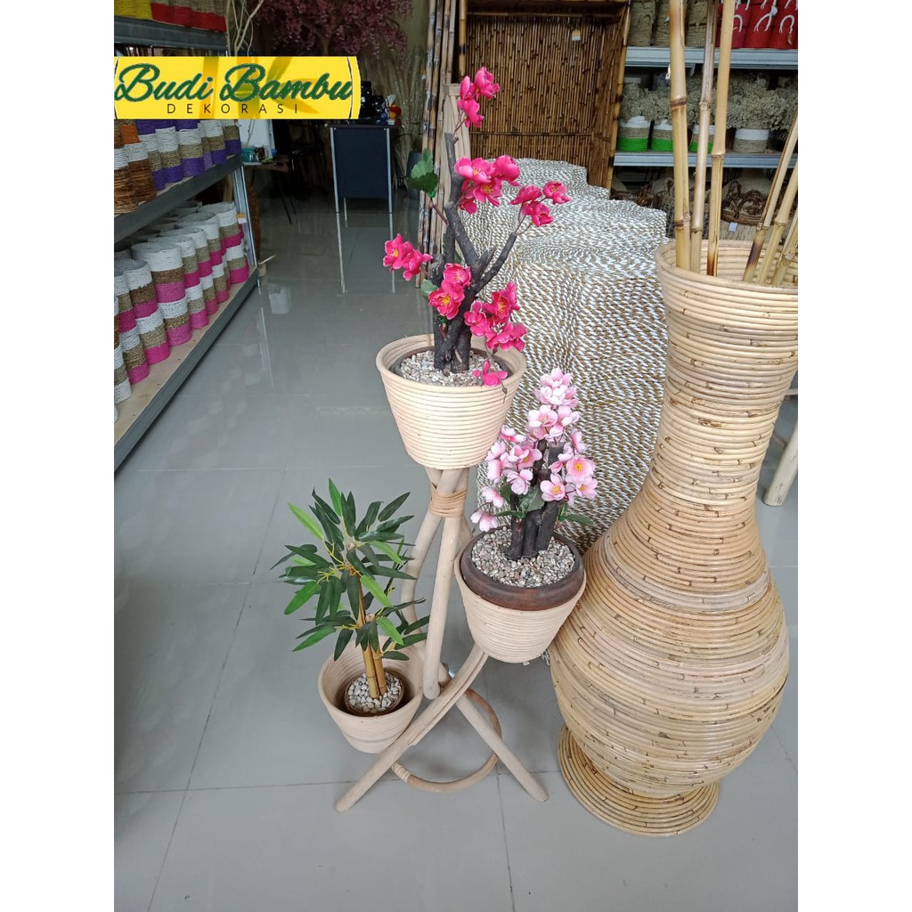 HOME DECOR POT ROTAN SUSUN TIGA CANTK UNIK MURAH