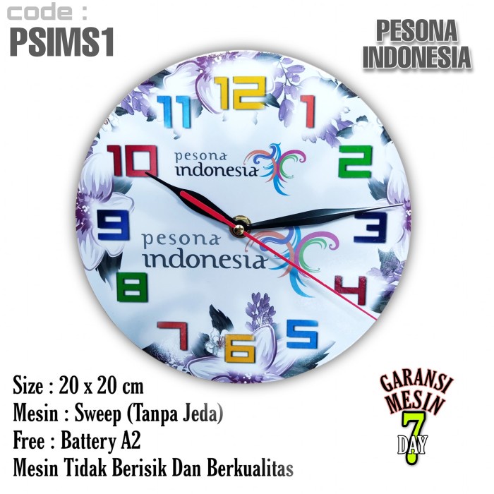 Jam Dinding Wonderful Pesona Indonesia SWEPP MESIN HALUS TIDAK BERISIK