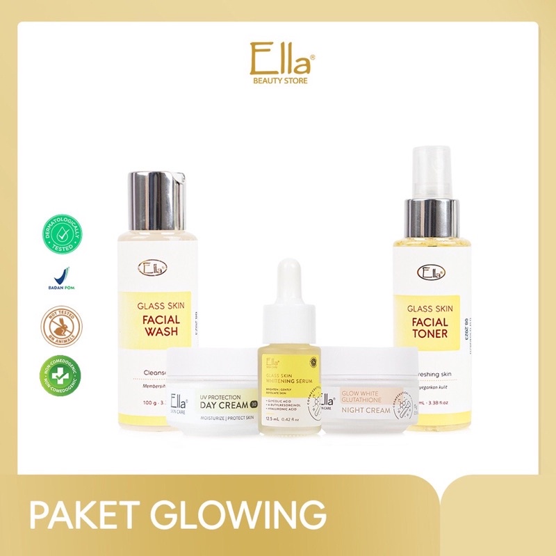 Ella Skincare Paket Kulit Glowing - Pancarkan Kulit Cerah & Glowingmu Dalam 14 Hari