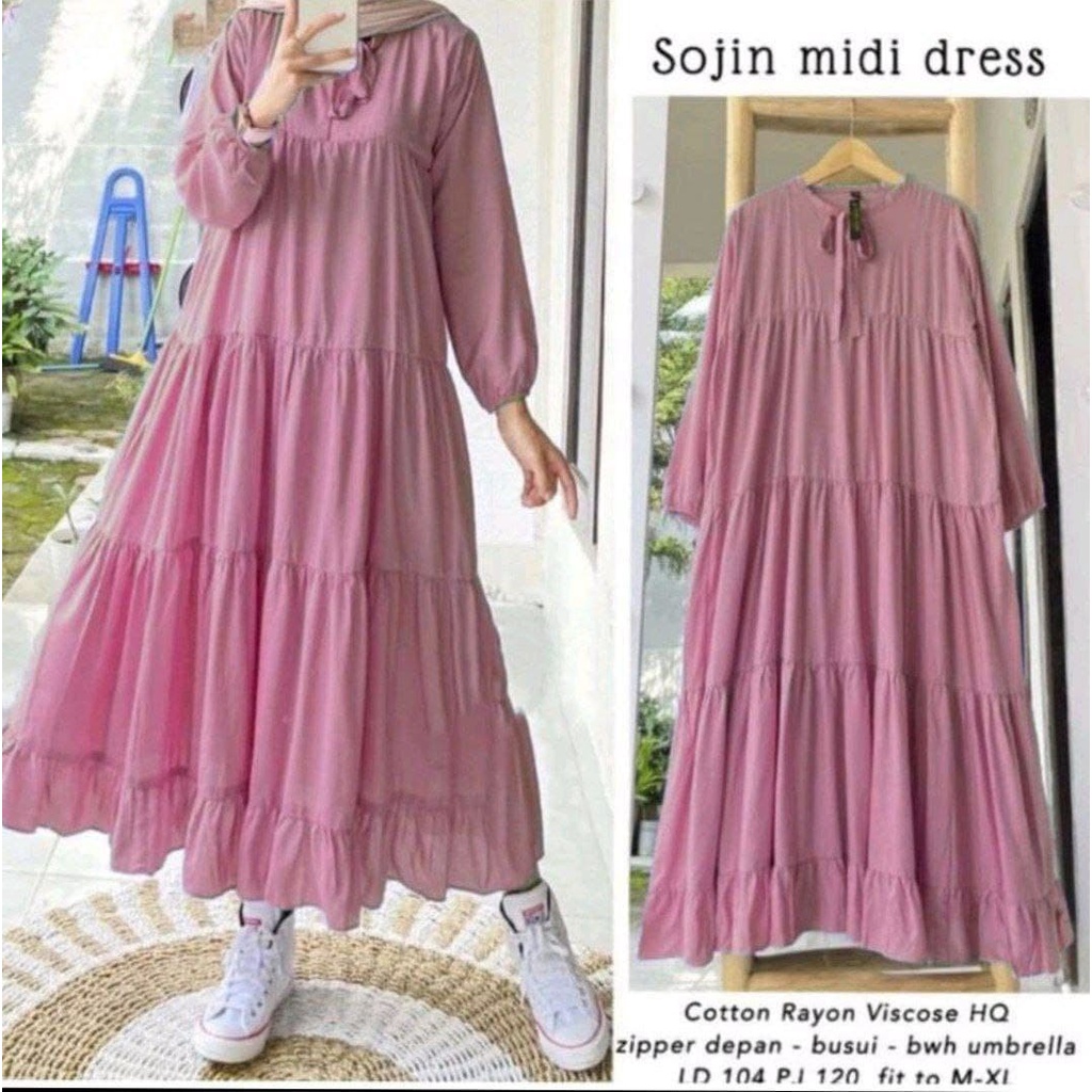 MIDI DRESS SUSUN POLOS