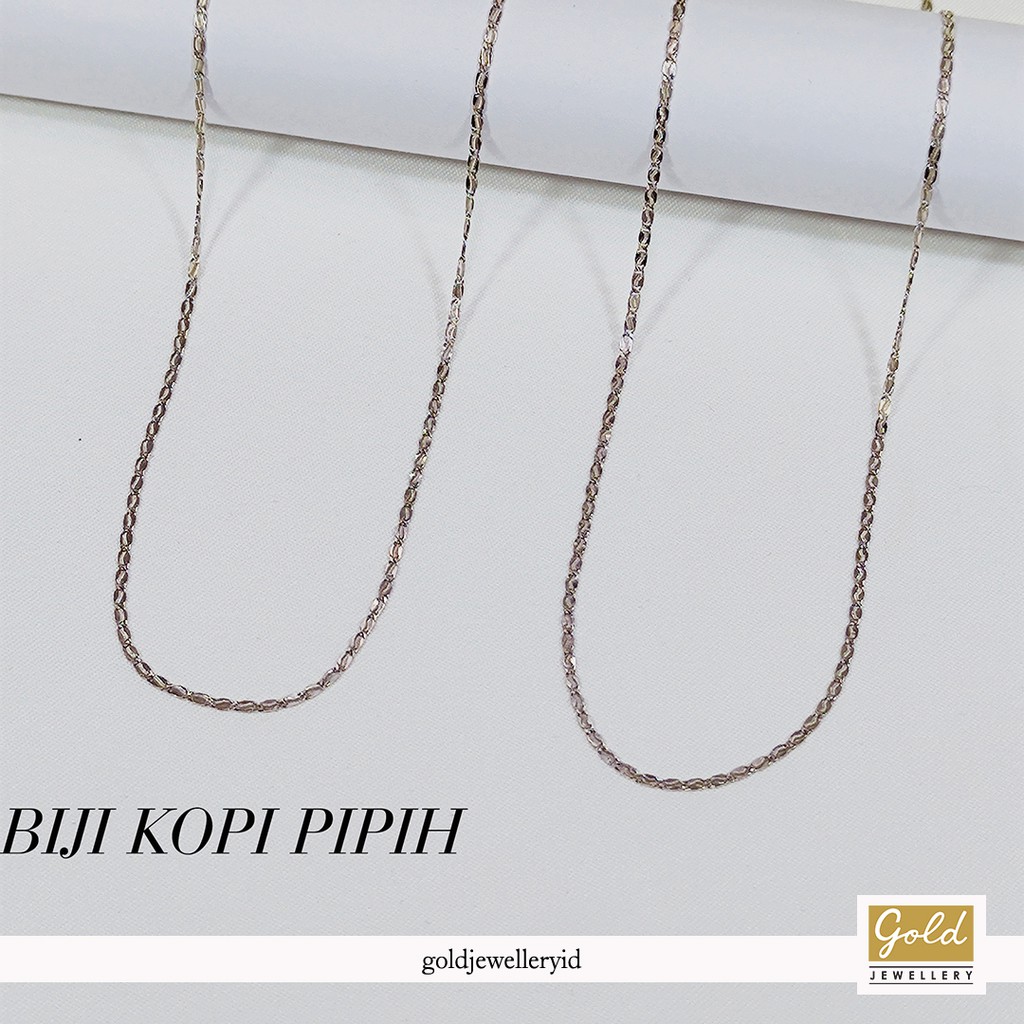 Kalung emas putih 750 17k model biji kopi pipih part 1