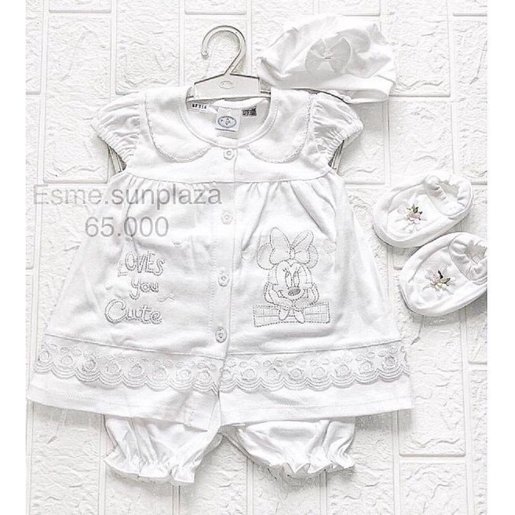 Dress set FREE HANGER BAJU setelan putih baby anak bayi perempuan newborn cocok untuk baptis, akikah, kado