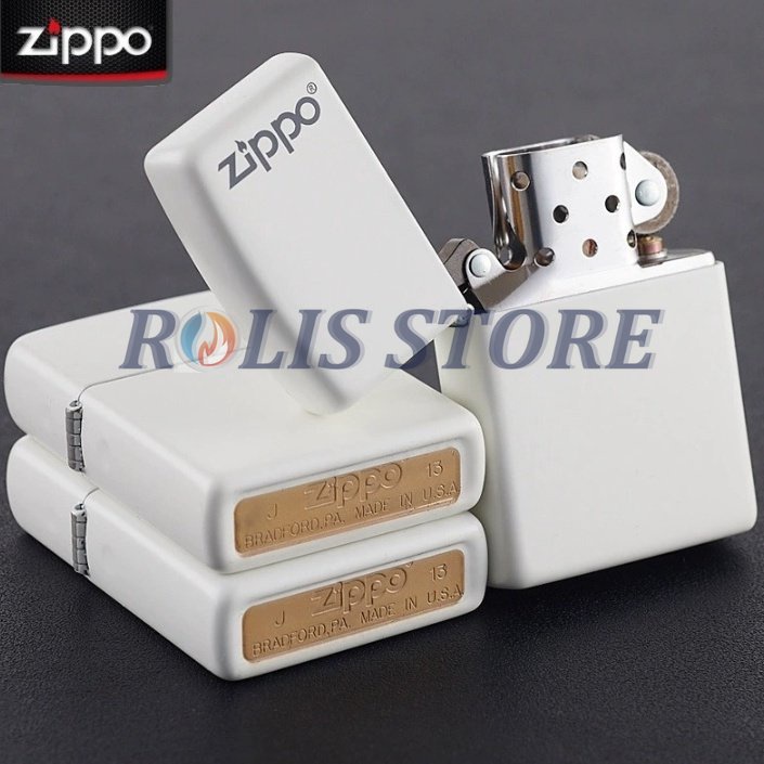 COD- Korek Zippo Putih Matte White Logo Premium Grade Ori - Free Box