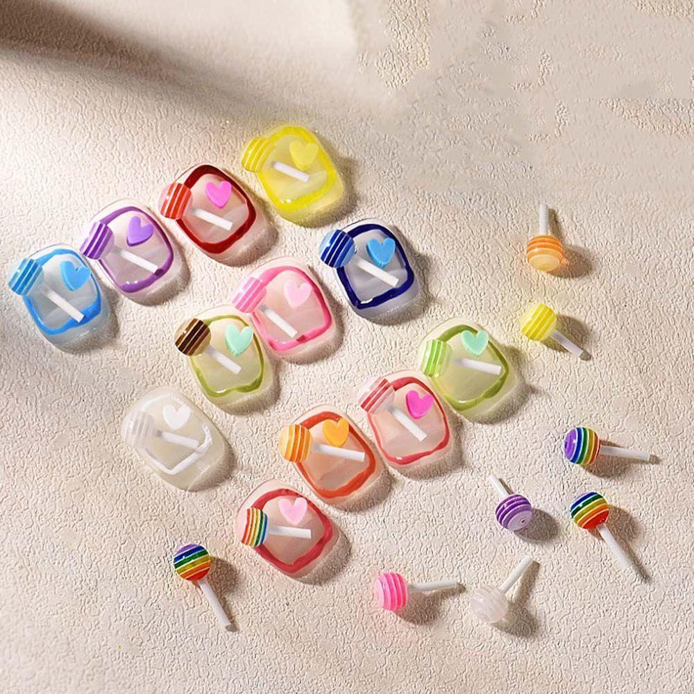 Mxbeauty Lollipop Perhiasan Nail Art Warna-Warni Musim Panas Lucu Permen Manis Kartun DIY Alat Nail Art