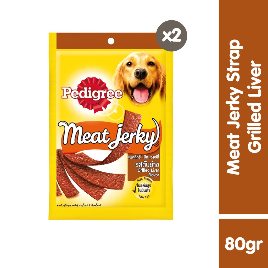 PEDIGREE® Meat Jerky Strap Snack Anjing 80 g - Isi 2-Grilled Liver