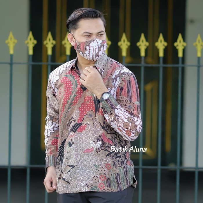 Batik Solo Pria Lengan Panjang Premium Kombinasi Tulis Cap Modern Furing Adem Lembut Motif Abb 011