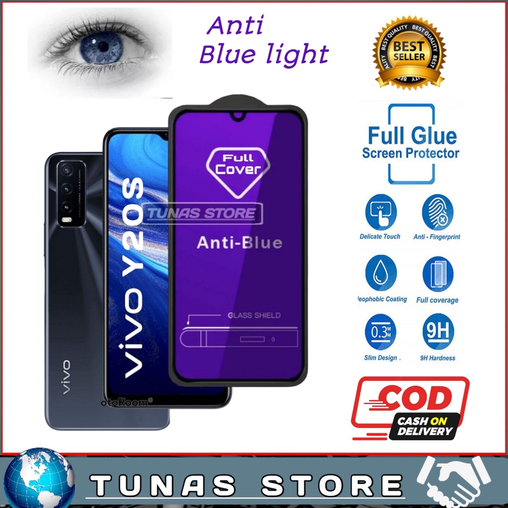 PROMO Tempered Glass Anti Blue Light Vivo Y20S - TG Anti Gores Radiasi Vivo Y20S Full Layar