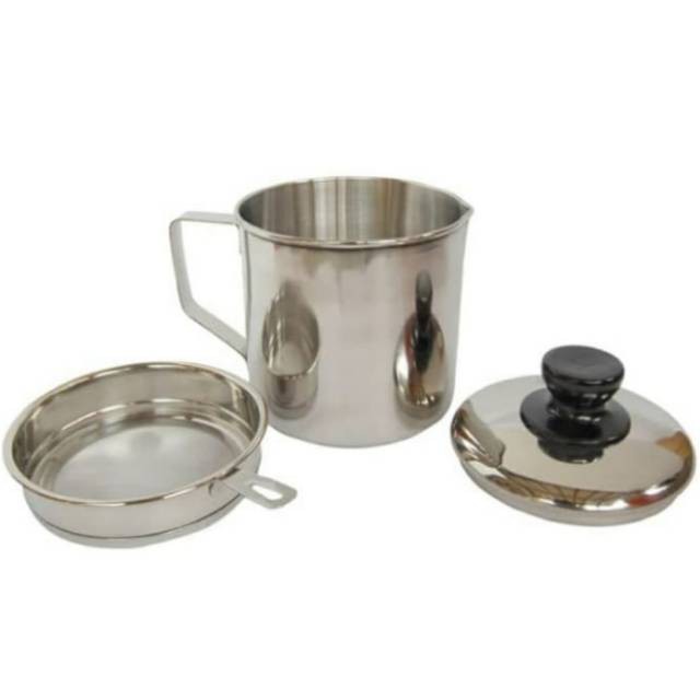 Oil Pot Stainless Corner 1,2 liter / Wadah Minyak Goreng / Saringan