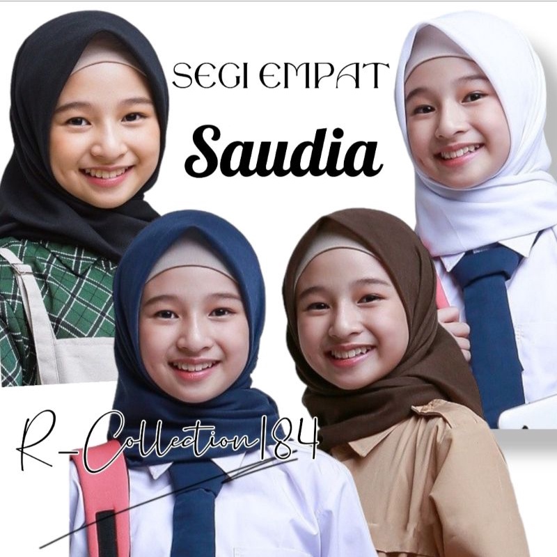 Jilbab Kerudung Segi Empat Polos Saudia Rawis Premium Anti Letoy Kasual Sekolah Kerja