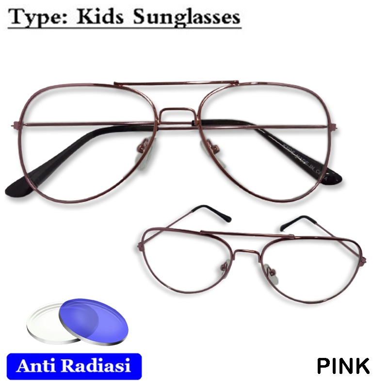 NEW! Kacamata Anak Anti Radiasi Frame Metal Bentuk Aviator Pelindung Mata Sinar Biru HP Handphone Komputer TV Flexible Glass Anti Blueray Eye Protection