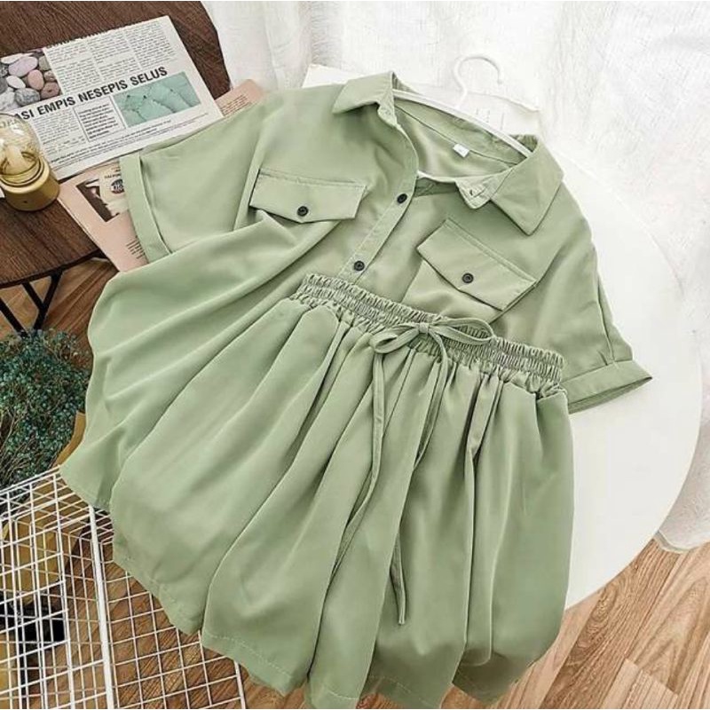 { THABI } SET BIACA / SETELAN KOREA / BAJU SETELAN KOREA / SETELAN WANITA SET / STYLE KOREAN WANITA 