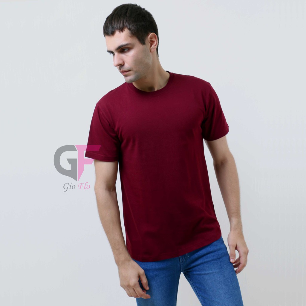 GIOFLO Kaos Polos Pria Crew Neck Merah Maroon / POL 75