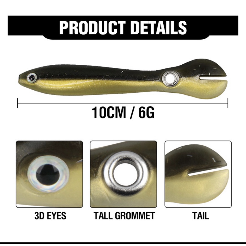 Umpan Pancing ikan silicon karet  lembut ukuran panjang 10cm berat 6gram soft bait