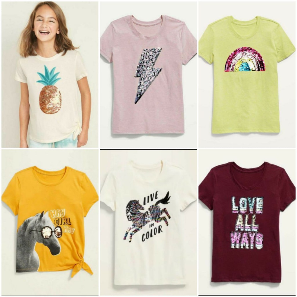 Kaos Anak Flip Sequin Old Navy Size 5-16 tahun / Old Navy Short Sleeve Tee