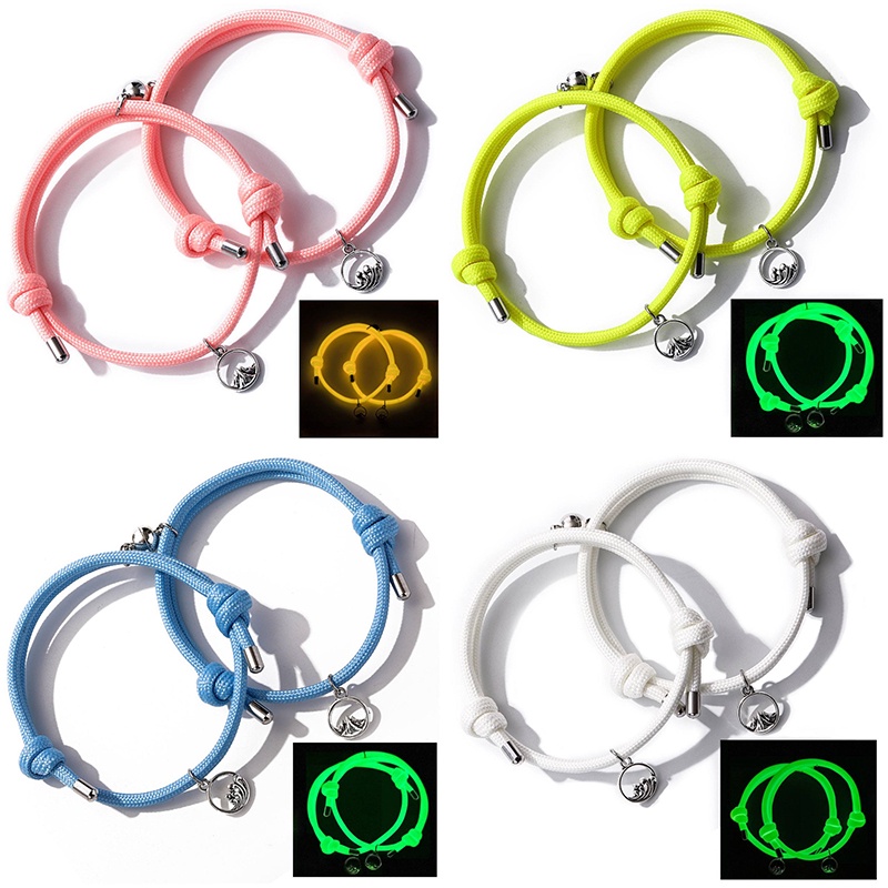 2 Pak Gelang Rantai Tali Magnetik Luminous Dapat Disesuaikan Desain Kuromi Melody Untuk Pasangan