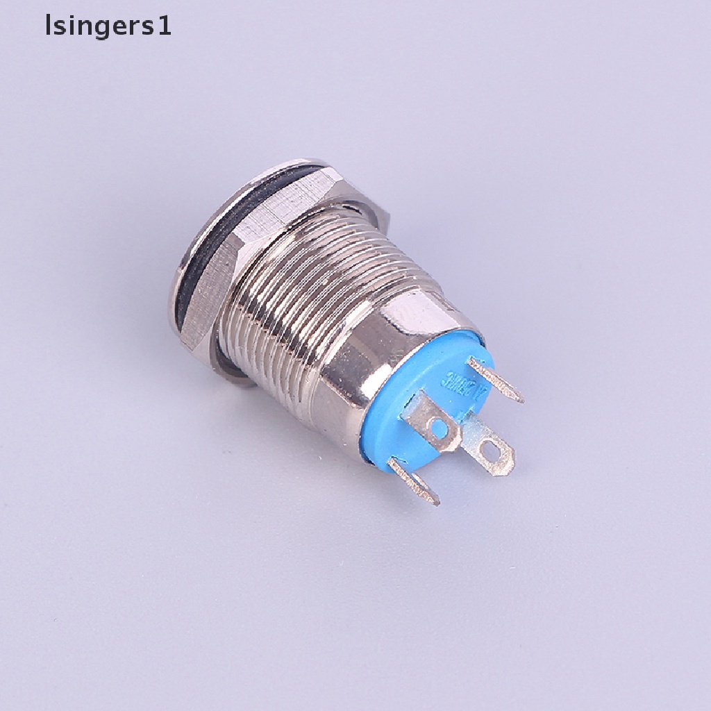 (lsingers1) Tombol Tekan 12mm 12V Bahan Metal Anti Air Dengan Lampu LED Power Supply