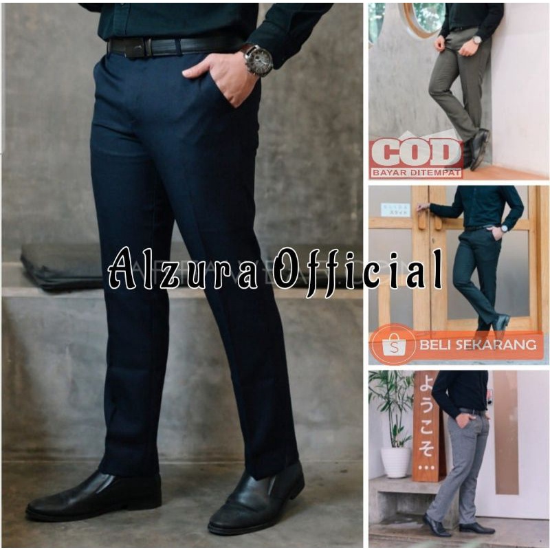 Celana kerja pria slimfit formal super premium (Bahan Tebal)