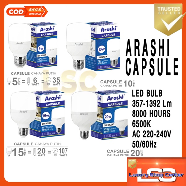 LAMPU BOHLAM ARASHI CAPSULE 30WATT - 20W -15W - 10W -5W