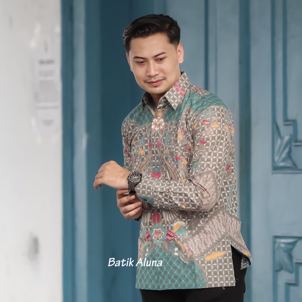 KEMEJA BATIK PRIA PREMIUM LENGAN PANJANG REGULAR KANTOR BATIK ALUNA PCW 074