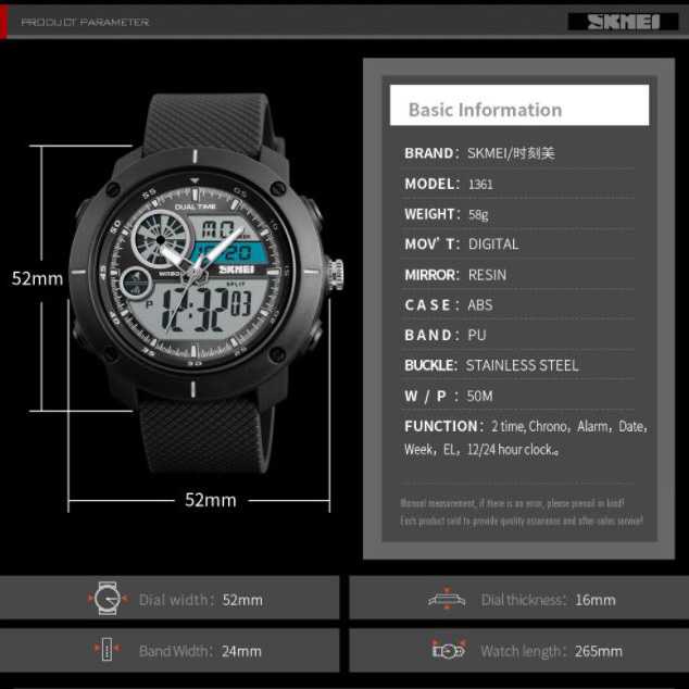 IDN - SKMEI Jam Tangan Digital Analog Pria - 1361