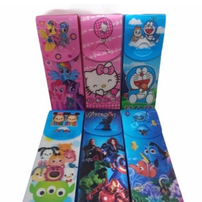 

~ COD - TEMPAT PENSIL 3D HOLOGRAM PENCIL CASE RAKIT KOTAK PENSIL LIPAT KARAKTER SOUVENIR ULANG TAHUN