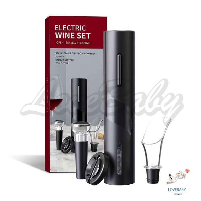 [1KG 3PCS] LBS KLT Corkscrew Electric Wine Bottle Opener / Alat Pembuka Tutup Botol Wine Full Set