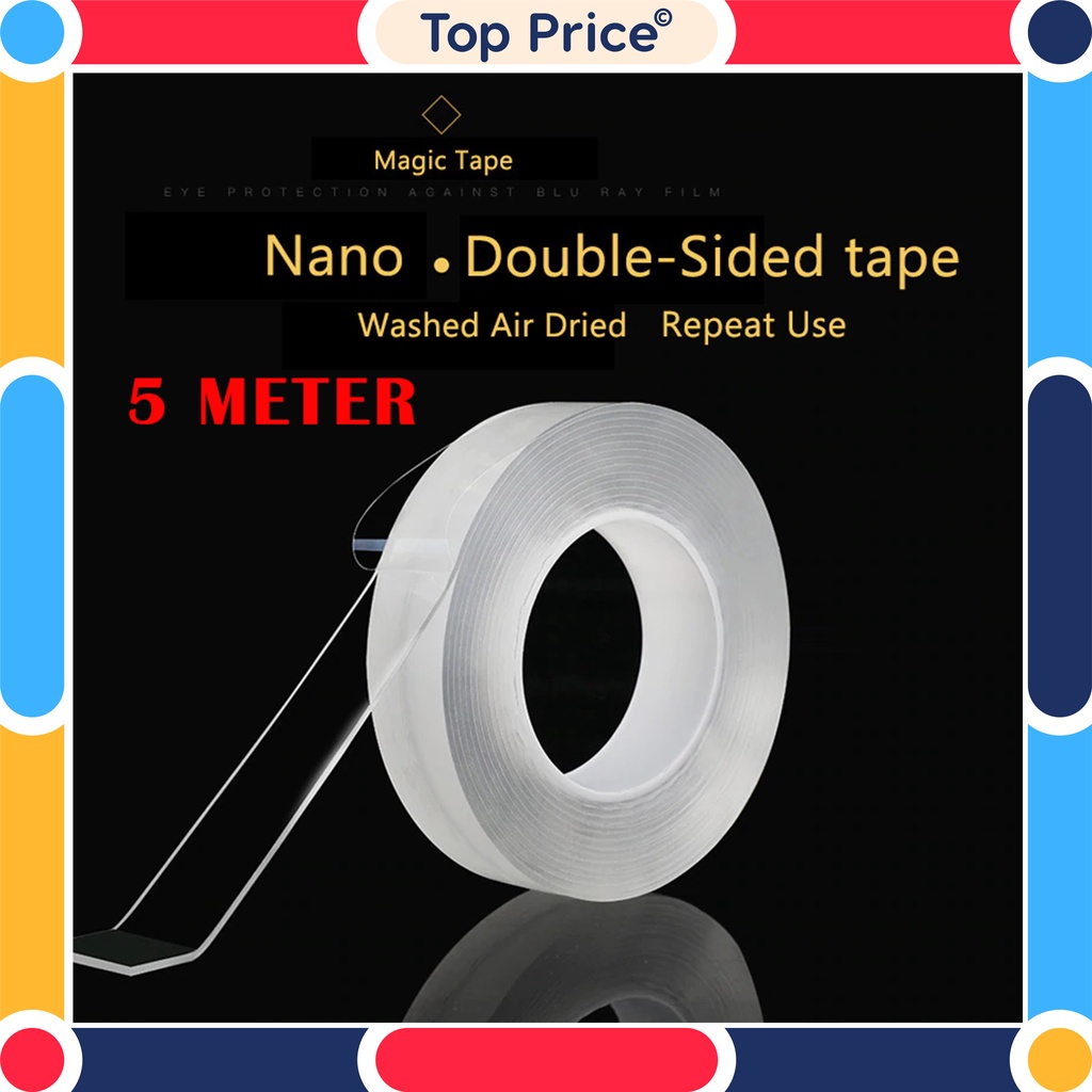 TOP Price Double Tape Transparan Selotip Nano UKR 1MM Panjang 5M Double Slided U41