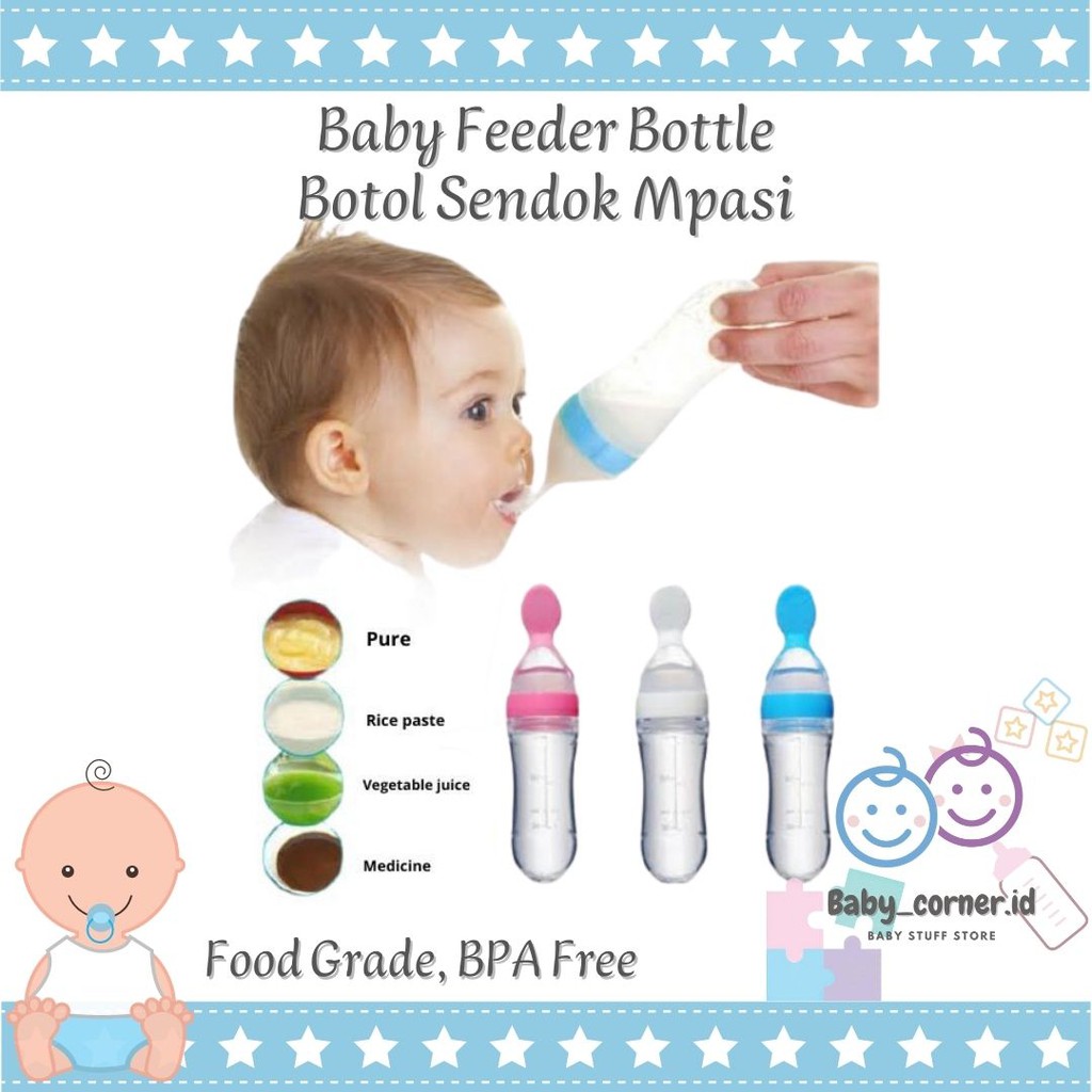 Botol sendok makan Mpasi bayi dot silicon | Silicone spoon feeder 90 ml | tebal bpafree