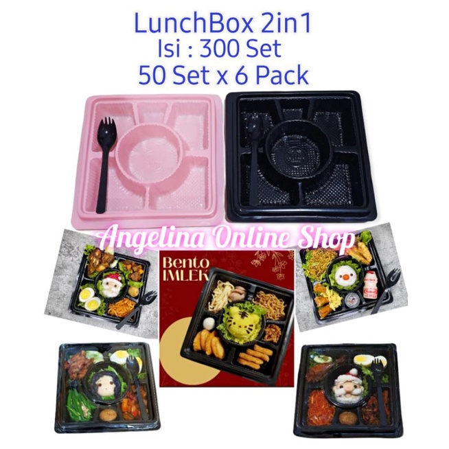 Mika bento sekat 6 + sendok 2 in 1 isi 50 Pcs