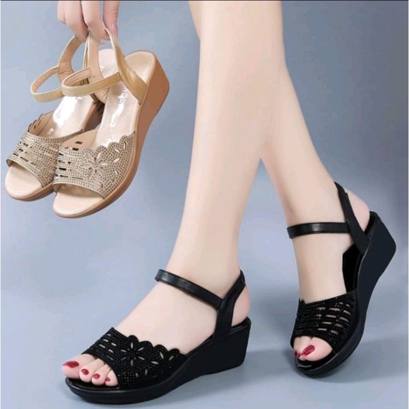 ABBUSHOES Nn 27 wedges sol karet  pasir tali mochi-mochi 5cm