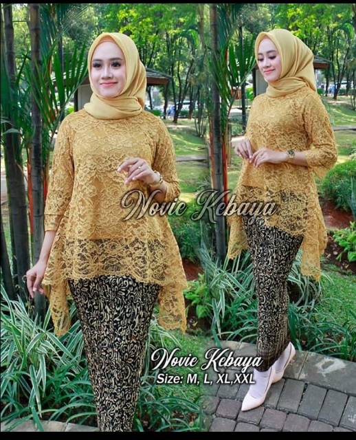 Setelan kebaya bianca / kebaya rinjani mix plisket / kebaya brokat /kebaya bianca-6