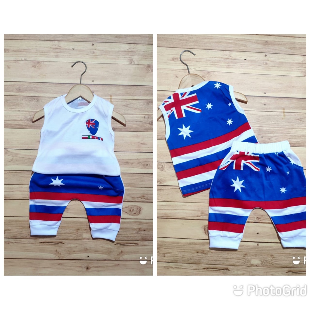 Setelan Anak Bayi Laki Laki 6 9 12 Bulan Baju Kutung Singlet Bayi 1 2 Tahun Aussie Australia