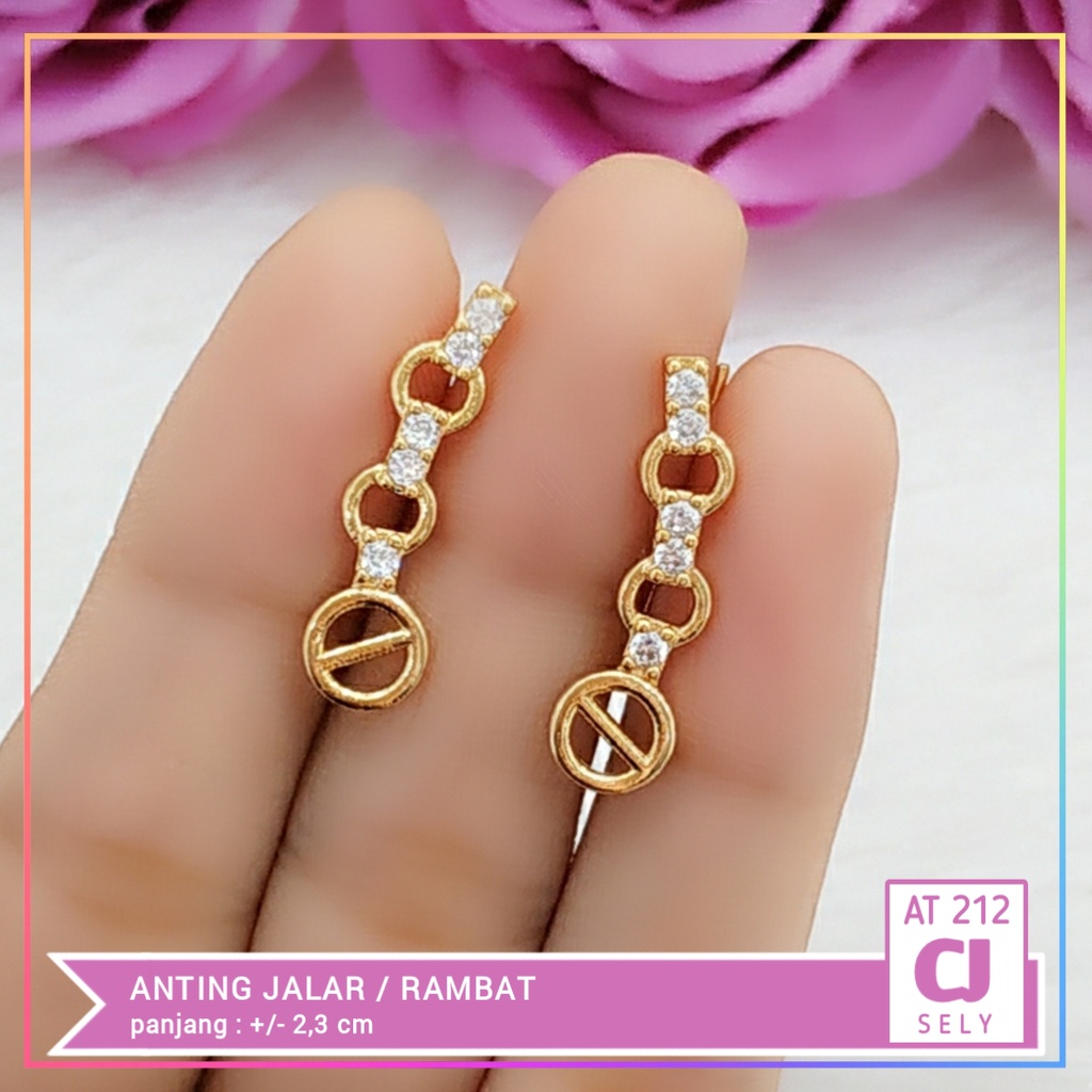 anting xuping anting dewasa jalar rantai mata zirkon perhiasan wanita lapis emas gold AT 212