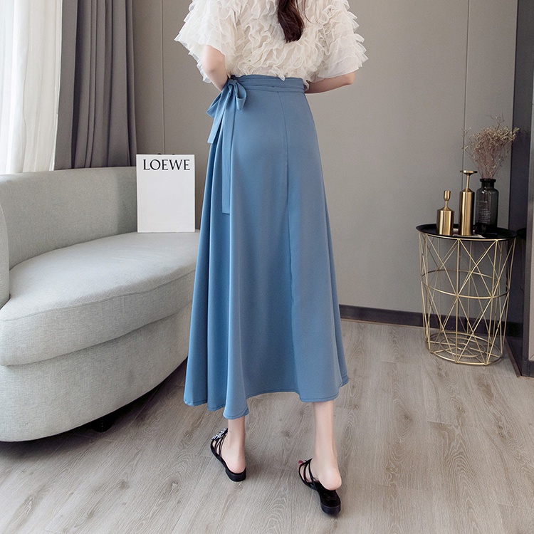 Casual Midi A-line Rok Ribbon Plain Wrap Skirt Rok Panjang Lilit Pita C906