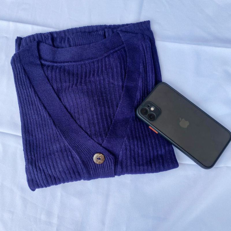 WILLY CARDIGAN RAJUT / CARDIGAN CROP RAJUT / Cardigan rajut crop kancing batok / WILLY CROP CARDY RAJUT-Navy