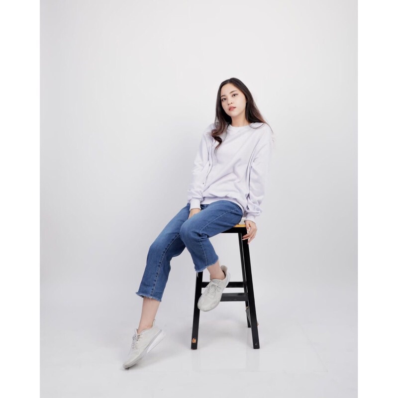 LUNA BASIC SWEATER POLOS CREWNECK SWEATER- SWEATER OBLONG PRIA WANITA TERMURAH