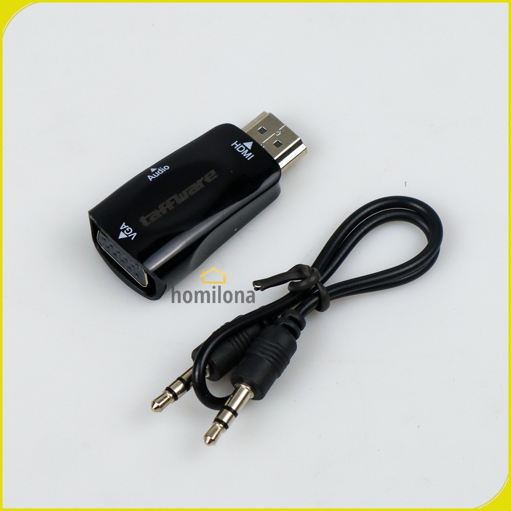 Adaptor HDMI ke VGA &amp; AUX 1080P - Taffware S-PC-0389 - Black