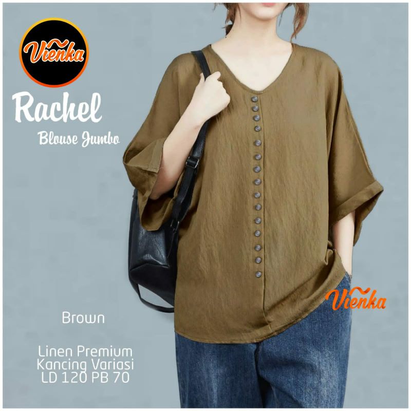 Rachel blouse katun linen jumbo LD 120 XXL