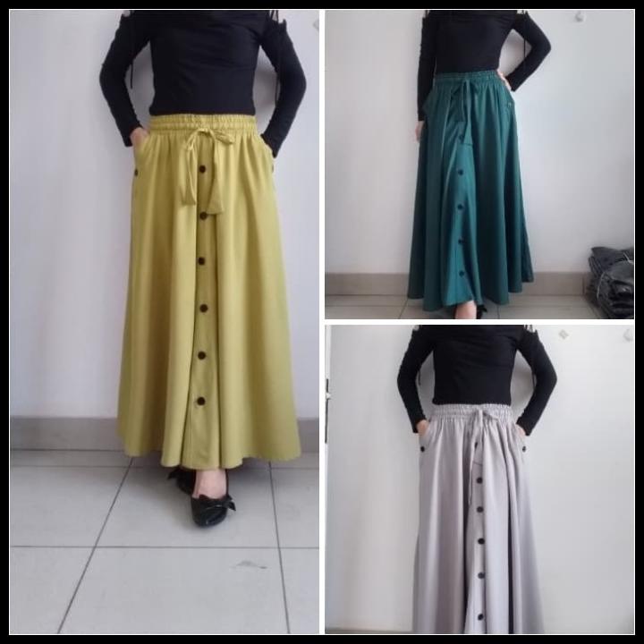 Rok Panjang Muslim Wanita Rok Payung Kancing